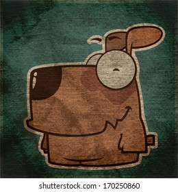 Vector illustration of cute cartoon dog. Place for your text.