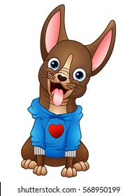 Vector illustration of Cute cartoon dog wear a jacket