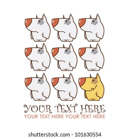 Vector illustration of cute cartoon dogs and text.