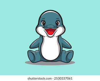 vector illustration of cute cartoon dolphin