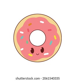 Ilustración vectorial de la tierna caricatura donut, imagen prediseñada de Donut