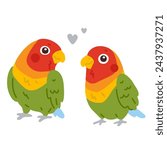 Vector illustration cute cartoon doodle lovebirds couple for greeting card,sticker,icon