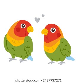 Ilustración vectorial linda pareja de tortolitos de dibujos animados para tarjeta de felicitación, etiqueta engomada, icono