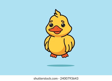 Vector illustration of cute cartoon duck floating