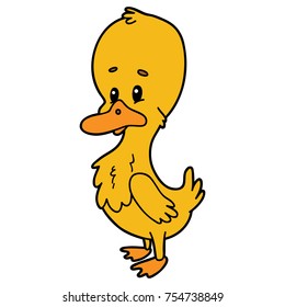 Vector illustration of cute cartoon duck character for children and scrap book