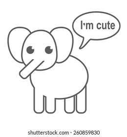 Vector illustration of a cute cartoon elephant. Flat design