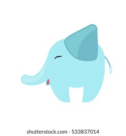 Vector illustration of cute cartoon elephant on white background