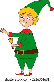 vector illustration of a cute cartoon elf for Christmas and new year