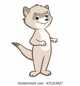 Vector illustration of cute cartoon ferret for design element