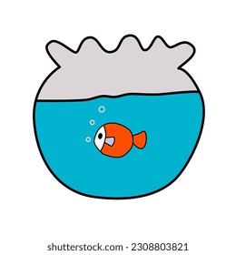 Vector illustration cute cartoon a fish in a fishbowl.