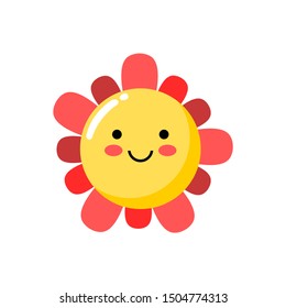 Vector illustration of cute cartoon flowers on a white background