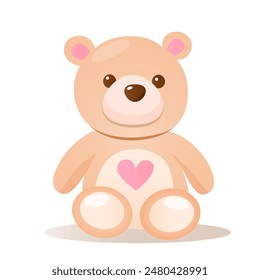 Vector illustration of cute cartoon fluffy bear toy.