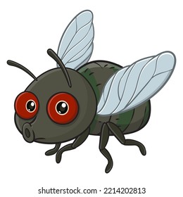 Vector illustration of cute cartoon fly isolated on white