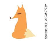 Vector illustration of cute cartoon fox. Isolated element on white background. Flat style. 