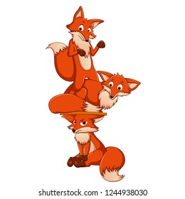 Vector illustration of cute cartoon Fox