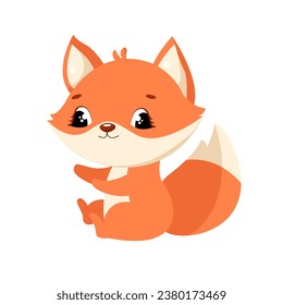 Vector illustration of cute cartoon fox for design element