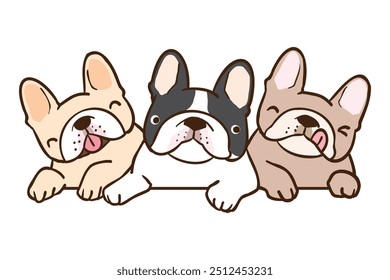 Ilustração vetorial do belo desenho animado francês Bulldog Pile no fundo isolado