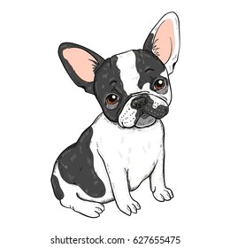 Vector illustration of cute cartoon French bulldog isolated on a white background