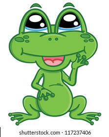 vector illustration of cute cartoon frog