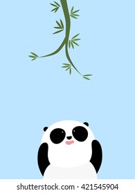 Vector Illustration: A cute cartoon giant panda is trying to reach the bamboo on the tree, drooling