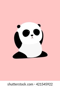 Vector Illustration: A cute cartoon giant panda is sitting on the ground, doing splits in yoga