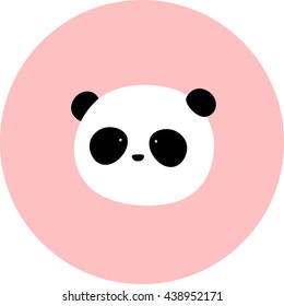Vector Illustration: A cute cartoon giant panda face in a pink circle