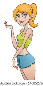 Vector illustration of a cute cartoon girl.