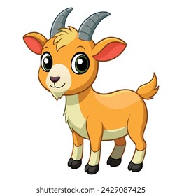 Vector of illustration Cute cartoon goat on white