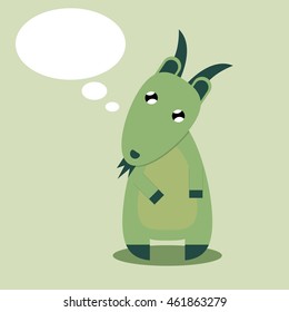 vector illustration of cute cartoon goat character design and speech bubble