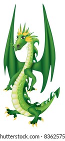 Vector Illustration of Cute Cartoon  green dragon