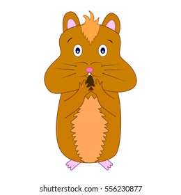 Vector illustration of cute cartoon hamster eating nut

