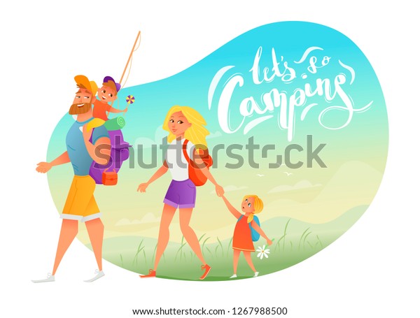 Vector Illustration Cute Cartoon Happy Family Stock Vector Royalty Free 1267988500