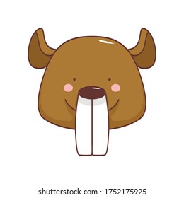 Vector illustration of a cute cartoon beaver’s head. Isolated on white background. Cute  animal set