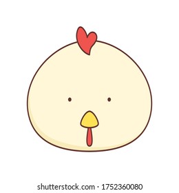 Vector illustration of a cute cartoon chick’s head. Isolated on white background. Cute  animal set