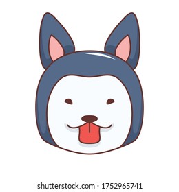 Vector illustration of a cute cartoon fox’s head. Isolated on white background. Cute  animal set