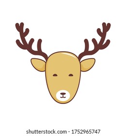 Vector illustration of a cute cartoon deer’s head. Isolated on white background. Cute  animal set