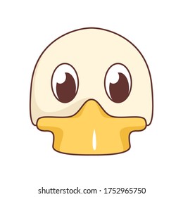 Vector illustration of a cute cartoon duck’s head. Isolated on white background. Cute  animal set