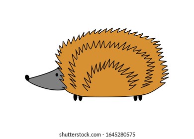 Vector illustration of cute cartoon hedgehog on white backgrond. 