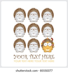 Vector illustration with cute cartoon hedgehogs. Place for your text.
