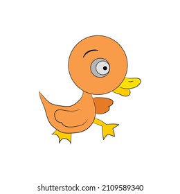 Vector Illustration of cute cartoon hen isolated on white background.