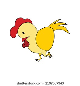Vector Illustration of cute cartoon hen isolated on white background.