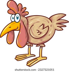 Vector Illustration of cute cartoon hen isolated on white background