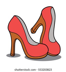 Vector illustration of cute cartoon high heel shoes for children and scrap book