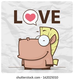 Vector illustration of cute cartoon horse.