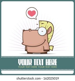 Vector illustration of cute cartoon horse.