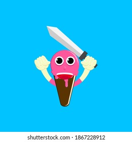 Vector illustration of cute cartoon ice cream graphics. Great for cafe logos, ice cream businesses.