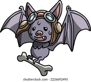 A vector illustration of a cute cartoon ilot bat