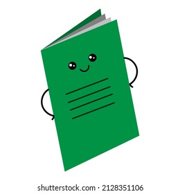 Vector illustration of cute cartoon kawaii notebook isolated on white background.