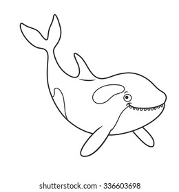 Vector illustration of a cute Cartoon killer whale. marine theme