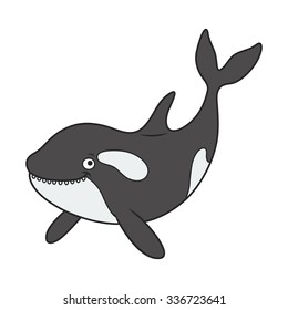 Vector illustration of a cute Cartoon killer whale. marine theme